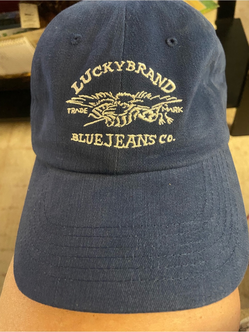 Lucky Brand Navy Blue Embroidered Logo Baseball Cap